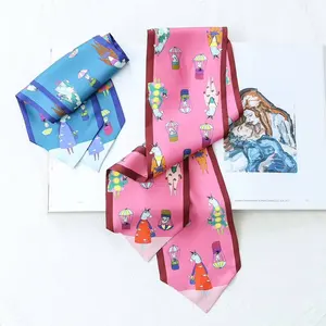 High Quality 100% Mulberry Silk Satin Scarf Women's Square Digital Print Wholesale for Adults Summer Season