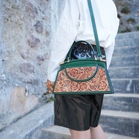 Tas Clutch Kulit Asli Buatan Tangan Mewah Custom-made Mutiara Bunga Rantai Tahan Air Tali Selempang Wanita 2-2.9L