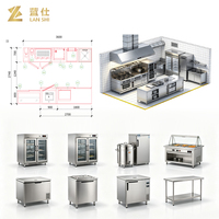 Ensemble de cuisine professionnel en acier inoxydable pour usage commercial, solution tout-en-un, équipement de restauration