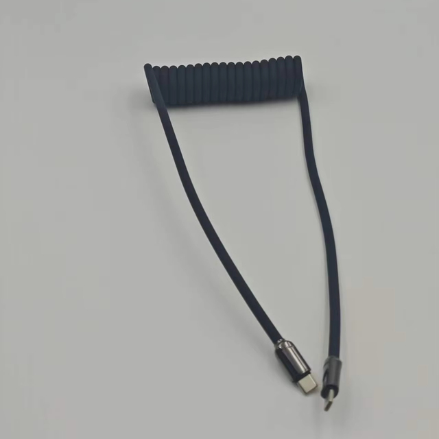 Retractable Flexible Spring-Type Zinc-Alloy Silicone PD Fast Charging and Data Cable for Mobile Phone