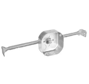 4-Inch Raised Ground 1-1/2"-Inch 16 Ga Sheet Steel Drawn 4-1/2" Side Knockouts Octagon Box Junction Box With Bar Hanger