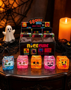 Jouet anti-stress en maltose en forme de cube de citrouille fantôme d'Halloween, à rebond lent, pour la fête d'Halloween, vente en gros - Product Image 4