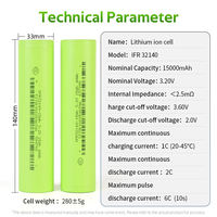 Cellule cylindrique LiFePO4 32140 15Ah 2500 cycles 3.2V, batterie cylindrique LFP 32140 15Ah LiFePO4 3.2V