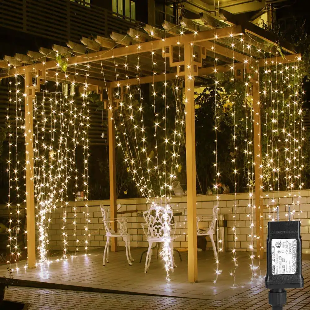 Groothandel Waterdicht 30V 3X3 300 Led Kerst Outdoor Slinger Gordijn String Lights Koppelbaar Motief Licht Voor Kerst