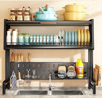 Égouttoir télescopique en métal non pliable pour évier, support de rangement de cuisine anti-poussière pour porte d'armoire, pour assiettes et bols