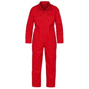 Overol Rojo de Manga Larga, Tela Oxford, Color Sólido, Ropa de Trabajo Informal - Product Image 2