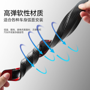 Bande anti-collision pour pare-chocs, texture carbone, PVC, caoutchouc souple, autocollant de protection universel pour carrosserie de voiture, noir, une paire - Product Image 1