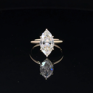 เครื่องประดับชั้นดี แหวนทองคำแท้ 14K 18K รับรองโดย IGI แหวนทองคำขาว 1 กะรัต 2 กะรัต 3 กะรัต เพชรทรงมาร์คีส์ เพชรเลี้ยงในห้องปฏิบัติการ - Product Image 1