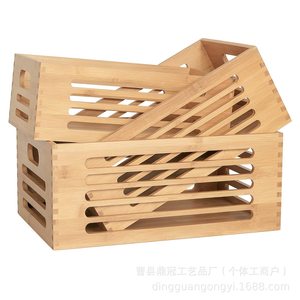 Solid Wood <b>Storage</b> Box Rectangle With Handles No Lid For Towel <b>Clothes</b> Bedroom Organizing Decorative Wooden Basket - Product Image 5