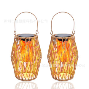 Lanterne solaire en rotin Juyixing, lumière LED, extérieur, villa, cour, camping, lumière décorative portable, ambiance lumineuse - Product Image 1