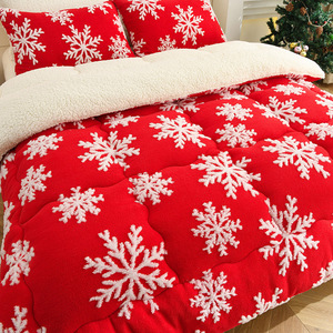 Offre Spéciale confortable rouge neige imprimé hiver épaissir flanelle Sherpa polaire couettes - Product Image 4