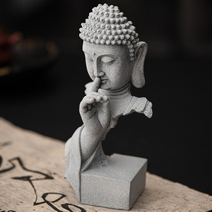 Statue de Bouddha Sakyamuni en résine, le silence est d'or, sculpture <span class=keywords><strong>zen</strong></span> et méditation, décoration de jardin, vente en gros - Product Image 3