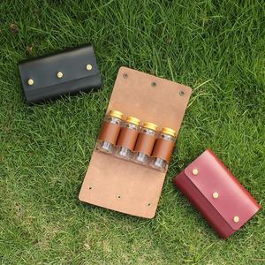 Camping Kit With 4 <b>Jars</b> Foldable Pu Leather <b>Spice</b> Holder Seasoning Storage Bag for Outdoor Picnic Bbq - Product Image 6