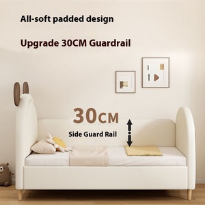 Barrière de <span class=keywords><strong>lit</strong></span> pour enfants en bois massif avec bordure épissée, design minimaliste, écologique et durable, mobilier de chambre pour bébé et adulte - Product Image 4