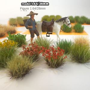 Miniatur rumput Cluster Model bunga daun runcing kereta adegan vegetasi plastik 1cm DIY Model bunga liar - Product Image 4
