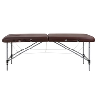 Table de massage portable en aluminium à 2 sections, lit de spa pliable, canapé de traitement léger pour usage domestique et clinique