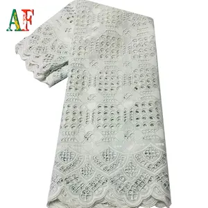 AF African Swiss Voile trockener Spitzens toff Großhandel 100% Baumwolle Stoff einfarbige hand geschnittene Spitze für Dame Abendkleid,