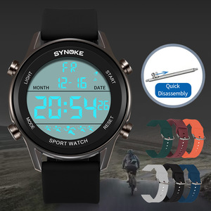 นาฬิกาสปอร์ตดิจิตอลสำหรับผู้ชาย SYNOKE พร้อมไฟ LED แสดงผลด้านหลัง ตัวเรือนโลหะผสม กันน้ำ 5BAR สายซิลิโคน สำหรับนักเรียน - Product Image 3