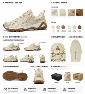 Chaussures de randonnée unisexes avec logo personnalisé, chaussures de trekking pour hommes et femmes, baskets d'extérieur antidérapantes, respirantes, résistantes à l'usure, chaussures de marche en <span class=keywords><strong>montagne</strong></span> - Product Image 2
