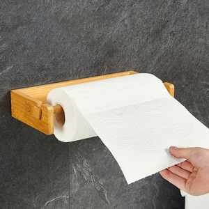 Bamboo <b>Kitchen</b> <b>Paper</b> Towel Holder Wall Mounted Waterproof Tissue Roll Dispenser For Bathroom And <b>Kitchen</b> Use - Product Image 1