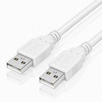 Câble USB 2.0 mâle-mâle blanc OEM personnalisé Cantell pour disque dur externe, câble d'extension blindé tressé de 2 m pour ordinateur