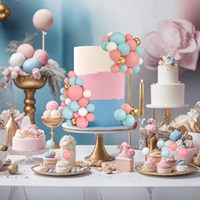 Bricolage macaron couleurs blanc, bleu, rose, or gâteau boule fournitures de décoration de gâteau pour la décoration de gâteau d'anniversaire