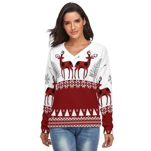 <span class=keywords><strong>Impression</strong></span> à la demande vêtements de Noël d'hiver personnalisés tricots à manches longues pull de Noël moche pull pour femmes - Product Image 1