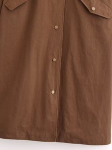 SHENZHU femmes 2024 nouvelle mode Joker effet <span class=keywords><strong>ciré</strong></span> Long <span class=keywords><strong>Trench</strong></span> manteau rétro à manches longues poche femmes manteau Chic manteau - Product Image 4