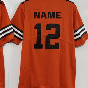 Jersey Sepak Bola Amerika Gaya Cleveland Browns Kustom Berkualitas Tinggi Jahitan Rapi # 2 # 4 # 13 # 24 # 95 Nomor Nama Seragam Olahraga Poliester - Product Image 5