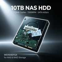 Disque dur interne WD100EFGX 10 To NAS HDD 3,5 pouces SATA 6 Gb/s 7200 tr/min 512 Mo de cache pour stockage NAS RAID et cloud privé