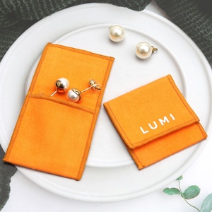 Luxury Brush Cotton Twill Envelope Ring Necklace <b>Earring</b> Packing Jewelry <b>Box</b> Bag Small Custom Logo Printed Cotton Jewelry Pouch - Product Image 2
