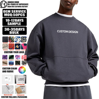 Sweatshirt Crew Neck Oversized Custom dengan Saku Samping Tanpa Hoodie, Model Boxy Fit, Produsen Sweatshirt dan Hoodie