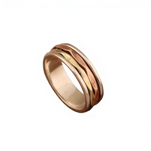 Minimalist 18K Solid Gold Wedding Band Geometric Unisex <b>Spinner</b> <b>Ring</b> Fine Jewelry - Product Image 1