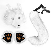 POWER Halloween Party Cosplay Loup Masques Moelleux Loup Patte Amputé Doigt Gants Furry Tail Set Wolf Tail Costume Party Props