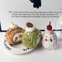 Porte-clés en peluche Roll Cat Roll en coton PP, motif dessert mignon (cupcake avec garniture de fruits), jouet en peluche, pendentif de sac, vente en gros, logo personnalisé