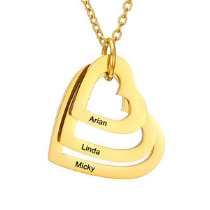 ODM DIY Coeur Pendentif Collier Avec Nom Gravé Coeur Collier Personnalisé Iized Collier - Product Image 1