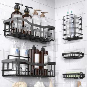 Ensemble d'étagères de rangement murales en fer sans perçage pour salle de bain, pour le lavage et le rangement - Product Image 3