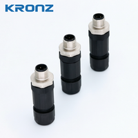 Connecteur de câblage sur site KRONZ M12 à 4 broches codées A, à bornes à vis, robuste, avec double sortie de câble, double entrée de fil, IP67