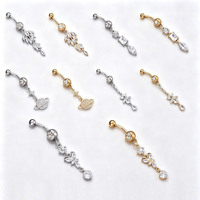 Piercings de nombril Freya longs et flottants, barbell incurvé en acier inoxydable, bijoux de corps sexy et tendance