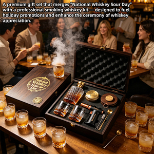 Coffret de fumage pour whisky édition limitée OEM National Whiskey Sour Day, avec copeaux de bois pour fumage, cadeau idéal pour distilleries, bars et entreprises - Product Image 3