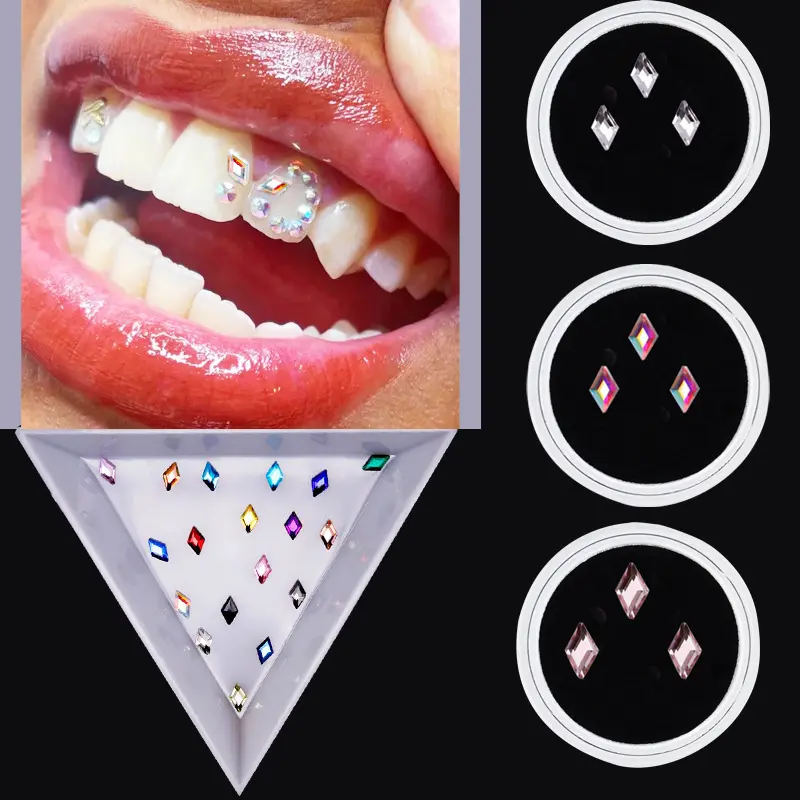 Hot Fashion Rhombus Tooth Crystals Flat Back For Tooth Gems Swarovskit Lead Free