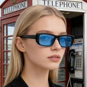 Lunettes de soleil polarisées à petite monture carrée pour femmes, nouvelle mode, noires, verres UV400 TAC, monture en plastique et en métal, KS 3927 - Product Image 5