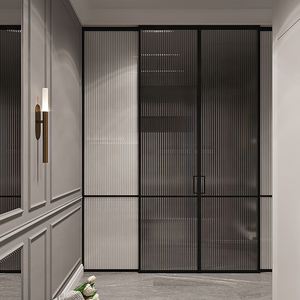 Estilo Loft Marco de acero deslizante silencioso <span class=keywords><strong>Puerta</strong></span> de vidrio negro Puertas de partición <span class=keywords><strong>Puerta</strong></span> de vidrio deslizante - Product Image 6