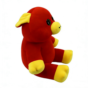 Peluche de cochon rouge personnalisée, peluche d'animal de ferme, peluche de cochon aux grands yeux, jouet en peluche cochon assis - Product Image 2