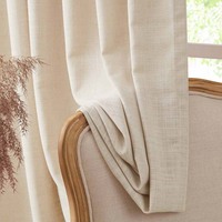 Rideaux occultants de style européen de luxe en mélange de lin, couleur et design personnalisables, tissu écologique en polyester/lin pour la maison
