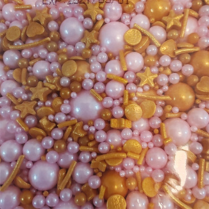 Youyu - Décorations de gâteau <span class=keywords><strong>licorne</strong></span> - Perles scintillantes dorées - Fleurs roses - Bonbons en forme de cœur - Perles comestibles - Écologiques - Product Image 3