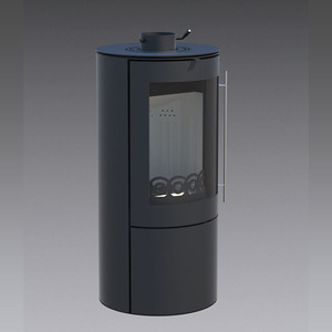 Caminetto Moderno Rotondo Autoportante in Acciaio per Interni a Legna per Villa - Product Image 4