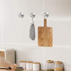 Set di 4 Ganci da Parete Multifunzione in Acciaio Inox 50mm per Asciugamani e Accappatoi, per Bagno e Cucina - Product Image 3