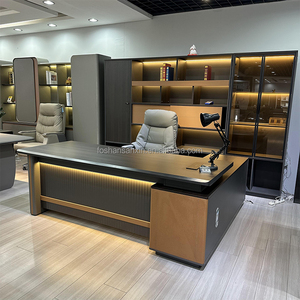 Sunsin Luxury Orange Boss Desk Modern CEO Executive <span class=keywords><strong>Office</strong></span> Desk Silla Combinación Mesa de gama alta con luz LED Muebles de oficina - Product Image 4