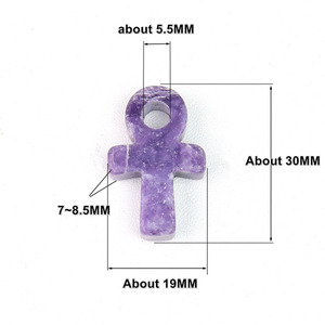 En gros, Breloques Ankh sculptées, Pendentifs en pierres précieuses de guérison Crux Ansata et <span class=keywords><strong>Améthyste</strong></span> pour la fabrication de bijoux, environ 30x19mm - Product Image 4